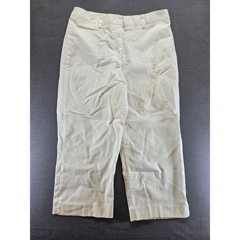 Liz Claiborne Lizwear White Cropped Pants Cotton Stretch Trousers Womens 12